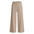 thumbnail image 4 of Women's Soft Fleece Lined Sweatpants Drawstring Elastic High Waist Loose Wide Leg Pants Fall Winter Casual Jogger Pants with Pockets Beige, 4 of 9