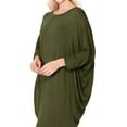 thumbnail image 3 of Women's Elegant Plus Size Loose Fit Dress Side Draped Dolman Sleeve Midi, 3 of 4
