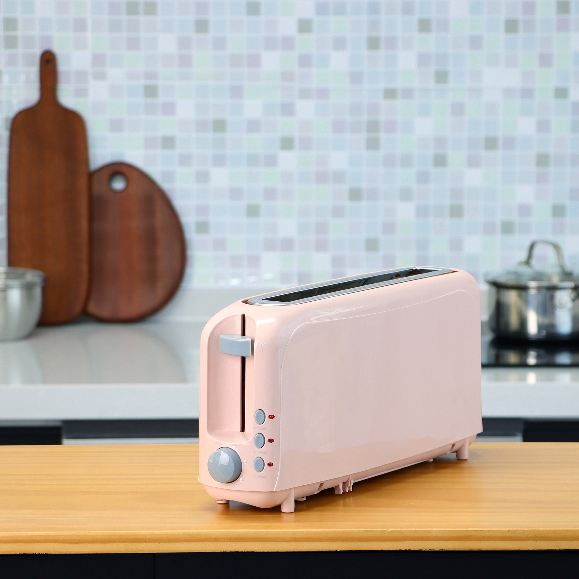 Pink 2-Slice Slim Toaster - 10" Long Slot for Bagels & Artisan Bread, 6 Shade Settings, Cancel/Reheat/Defrost, Removable Crumb Tray, Auto Shut-Off