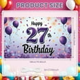 thumbnail image 2 of Purple Theme Happy 27th Birthday Banner Balloon Decoration 27th Birthday Display Floral Design Confetti Elements Birthday Party Backdrop for 27th Birthday Party Indoor Decoration Photo Backdrop, 2 of 3