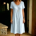 thumbnail image 5 of Horkkom T Shirt Dress Women Solid Color Short Sleeve Crew Neck Midi Dresses Summer Loose Casual Dresses, S-3XL, 5 of 8