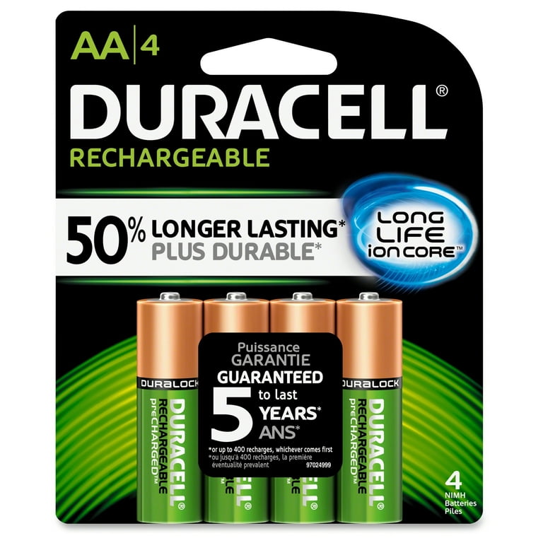 Duracell Rechargeable Pre-Charged NiMH Batteries, AA - 4 batteries