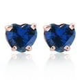 thumbnail image 2 of Pompeii 1ct Heart Shape Simulated Blue Sapphire Studs 14K Rose Gold (,), 2 of 4