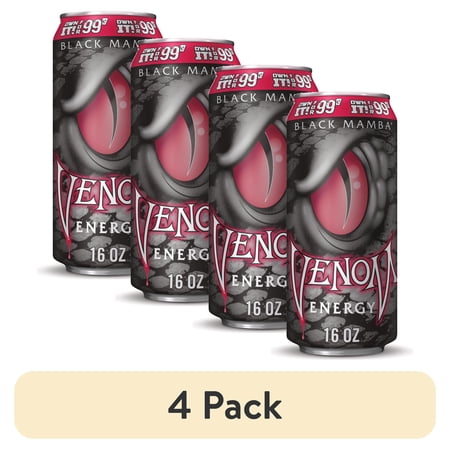 (4 pack) Venom Black Mamba Energy Drink, 16 fl oz
