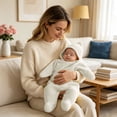 thumbnail image 4 of Dakiuu Soft Star Crochet Newborn Swaddle Knitted Baby Wrap with Button Gift for Infant 0‑6 Months 65cm/25.6", 4 of 7