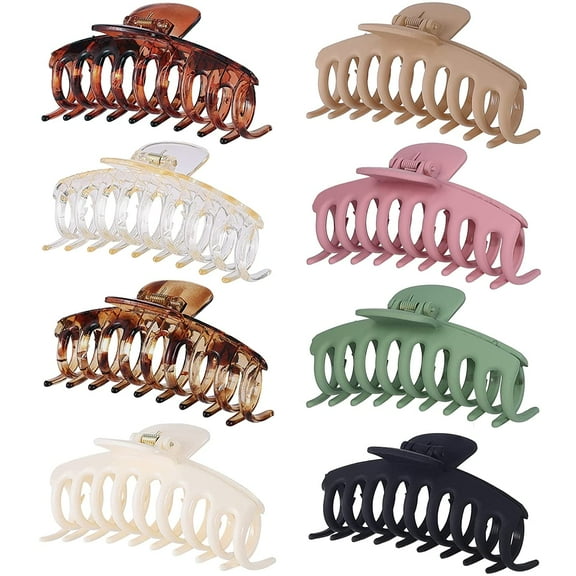 Claw Clip Hair Clip 8 Pack Rectangular Hair Clips for Women Girls Large Hair Jaw Clips Hair Clamps