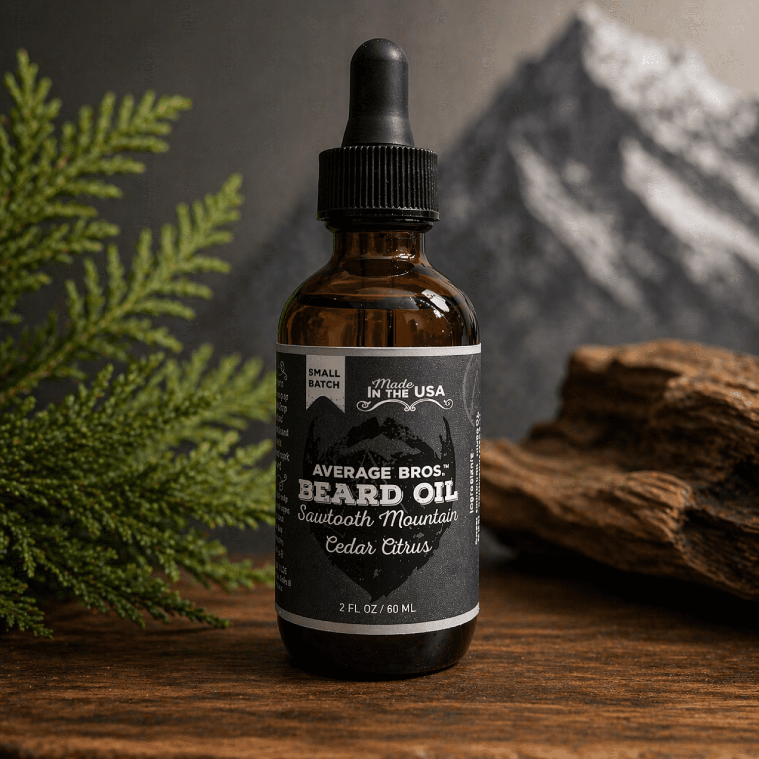 Average Bros Beard Oil, Sawtooth Mountain Cedar Citrus, Hydrating Formula, 2 fl oz.