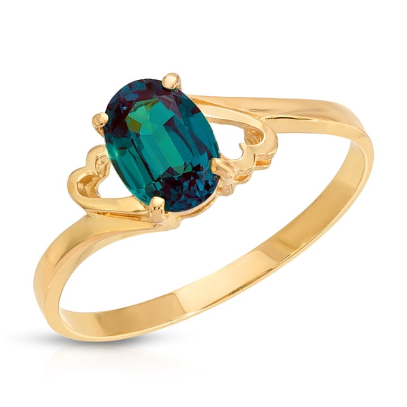 Galaxy Gold 14K Solid Gold 1.00 Carat Natural Alexandrite Oval Cut Ring for Women - Yellow Gold Fine Jewelry