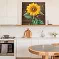 thumbnail image 6 of Summer Sunflower Framed Canvas Wall Art, Yellow Floral Plants Bees Brown Wood Grain Wall Art Painting for Living Room Bedroom Home Decor, 20”x20”, Office Artwork Print, 6 of 9