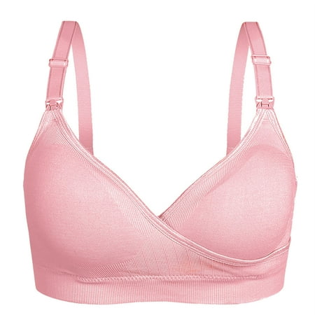 Penkiiy Women Nursing Bras Woman s Solid Color Ring Breast Feeding Comfortable Hollow Out Perspective Bra Underwear Pink Bras