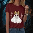 thumbnail image 2 of TOWED22 Halloween Shirts for Women Cute Ghost Graphic Tees Fall Crewneck Short Sleeve Costumes Autumn Party Graphic T-Shirt(Wine,XXL), 2 of 8