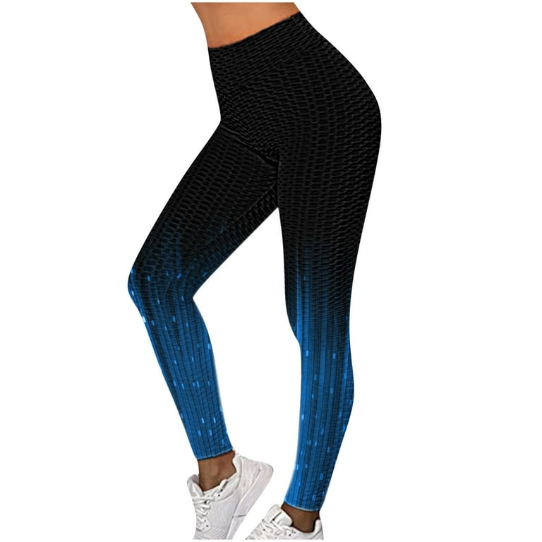 Honeeladyy Rollbacks Women's Flame Print Yoga Pants Elastic Butt Lifting High Tummy Control Slimming Booty Workout Tights Blue - Walmart.com