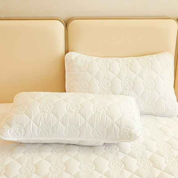 Waterproof Pillow Protectors 2-Pack - 29x19 Inch Bed Pillow Covers with Padded Cotton, Hypoallergenic & Stain-Resistant (White)