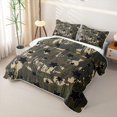 thumbnail image 3 of Manfei Hippie Camo Stars Print Quilt Full,Boys Friendly Style Full Bedspread Sets,Green Beige,Black Reversible,3-Piece,1 Coverlet and 2 Pillowcases, 3 of 7