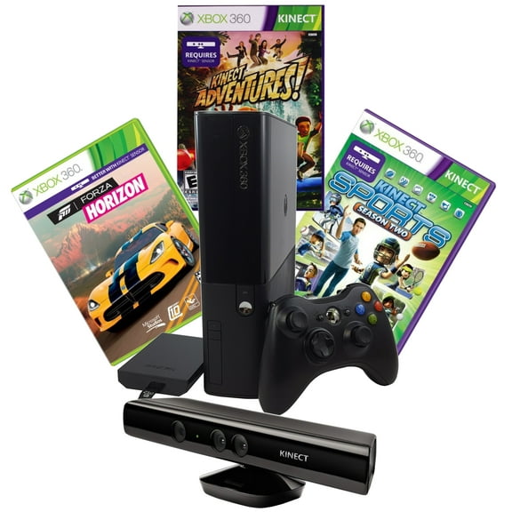 Restored Xbox 360 E 250GB Sensor Kinect Adventures, Sports Season 2, Forza Horizon (Refurbished)