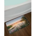 thumbnail image 2 of Nature Bath Mat, Sunset at Chudskoy Lake Estonia View Spring Flowers Landscape Photo, Non-Slip Plush Mat Bathroom Kitchen Laundry Room Decor, 29.5 X 17.5 Inches, Green Pale Pink Baby Blue, Ambesonne, 2 of 2
