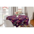 thumbnail image 1 of Fish Round Tablecloth, Style Colorful Ornamental with Leaves on the Background, Circle Table Cloth Cover for Dining Room Kitchen Decor, 60", Plum Purple, by Ambesonne, 1 of 2
