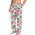 thumbnail image 2 of Uemuo Rose Flowers Pattern Men's Wide Leg Palazzo Lounge Pants with Pockets Light Weight Loose Comfy Casual Pajama Pants-XX-Large, 2 of 9