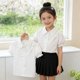 thumbnail image 5 of Odeerbi Camisa de Vestido de Algodón de Las Niñas Flor Bordado de Manga Corta Uniforme de La Escuela Con Bolsillo, 5 of 9