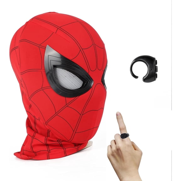 Guvpev Superhero Mask, Electric Role-Playing Mask Toy with Moving Eyes, Remote Control, Full Face Red Mask, Perfect for Men, Teens, Halloween & Christmas Superhero Dress Up Gifts