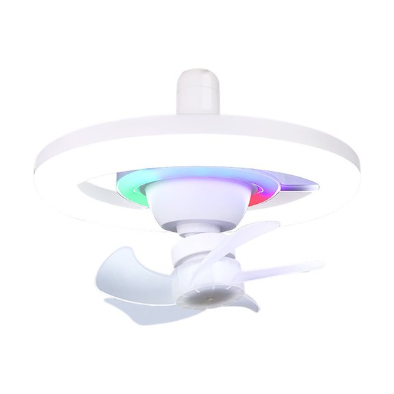 Socket Ceiling Fan with Integrated RGB Adjustable Pendant Lamp and Remote Control for Lighting