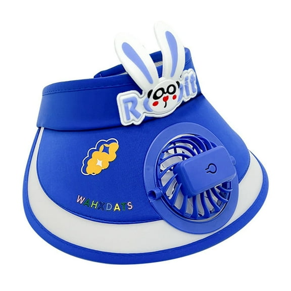 ZHOGXU Children'S Fashionable Summer Usb Charging Fan Sun Hat Outdoor Cartoon Boys And Girls Rabbit Big Brim For Vacation Daily Play,Bu1,One Size
