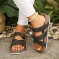 thumbnail image 4 of Slide Sandals for Women Plus Size Buckle Strap Round Toe Open Toe Breathable Soft Sole Thick-Soled Beach Slippers(Balck,Size:36), 4 of 8