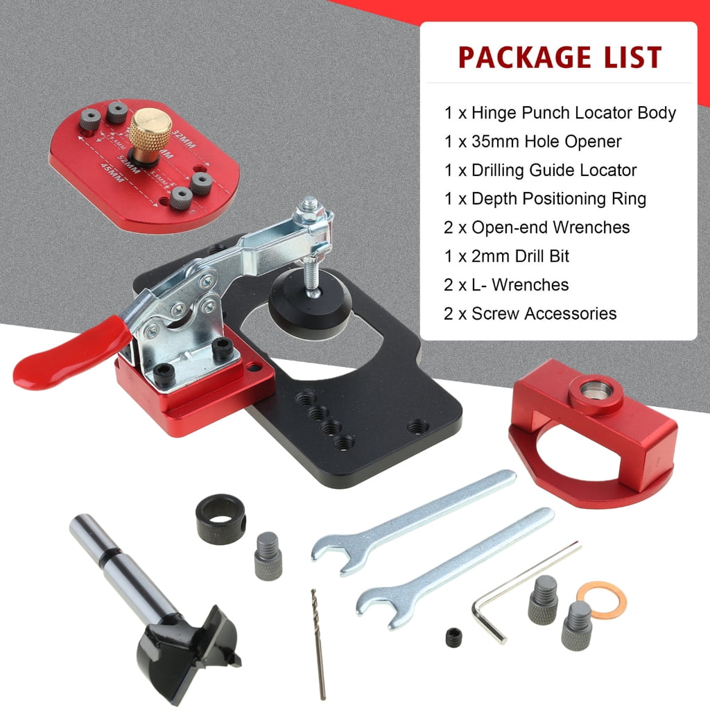 Hinge Jig with Quick Clamp Concealed Door Hinge Jig 35mm Cabinet Hinge Jig Hinge Hole Drilling Jig Woodworking Tool