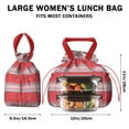 thumbnail image 5 of Red Christmas Striped Pattern Drawstring Lunch Bag Women - Drawstring Lunch Bag Insulated for Work Office - Stain-Resistant Large Lunchbags for Women with Multi-Pockets, 5 of 6
