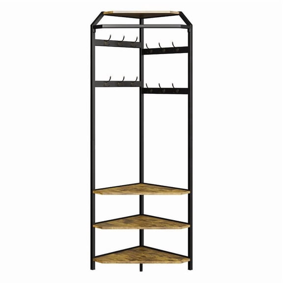 Corner Hall Tree Coat Rack with Shoe Bench and 12 Double Hooks, Multifunctional Entryway Storage Organizer Furniture for Hallway Closet Home, Grey