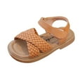 thumbnail image 2 of BUWTTER Girls Sandals Kids Lightweight Breathable Outdoor Summer Shoes with Sole Cross Strap Adustable Strap Brown Sandals Size 5.5-6 Y, 2 of 6