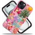 thumbnail image 2 of Case for iPhone 13, Pink Lily Flower Pineapple Collage Phone Case Slim Silicone Shockproof Cover for Girls Women (Frosted & Durable）, 2 of 7