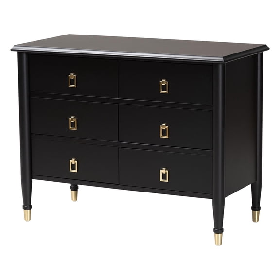 Baxton Studio Tamra Black Wood Chest with Drawers