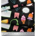 thumbnail image 3 of Soimoi Black Cotton Voile Fabric Food & Headphone Food Print Fabric by the Yard 42 Inch Wide, 3 of 3