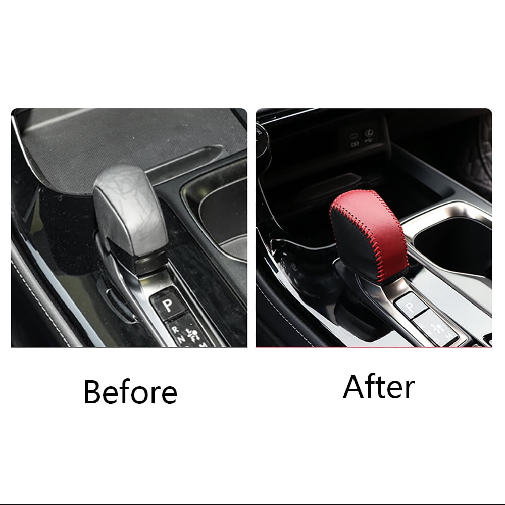 Black＋Red Leather Hand Stitched Gear Lever Shift Knob Cover For Lexus
