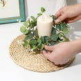 thumbnail image 2 of 2 Pcs Candle Rings, Artificial Eucalyptus Leaves Wreaths Candle Rings, Small Boho Wreaths, Mini Wreath Candlestick, Wreath Decoration for Table, Green (3.14inch Ring Diameter), 2 of 9