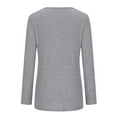 thumbnail image 4 of AXXD Gray Basic Dressy Tops for Women Summer 2024 Casual Round Neck Solid Color Plaid Long Sleeve Knitted Button Tops, 4 of 6