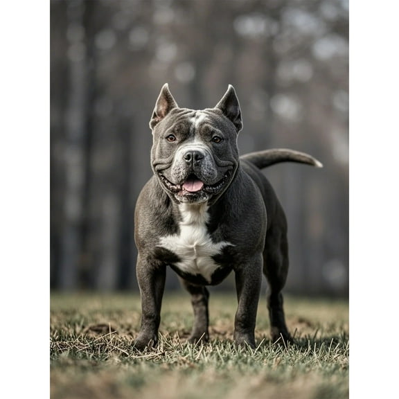 Blue Staffordshire Bull Terrier Diamond Art 5D Diamond Painting DIY Kits Full Round Drill Beads by Number Mosaic Handmade Arts and Crafts for Home Wall Living Room Decor 12x16 inch / 30x40cm