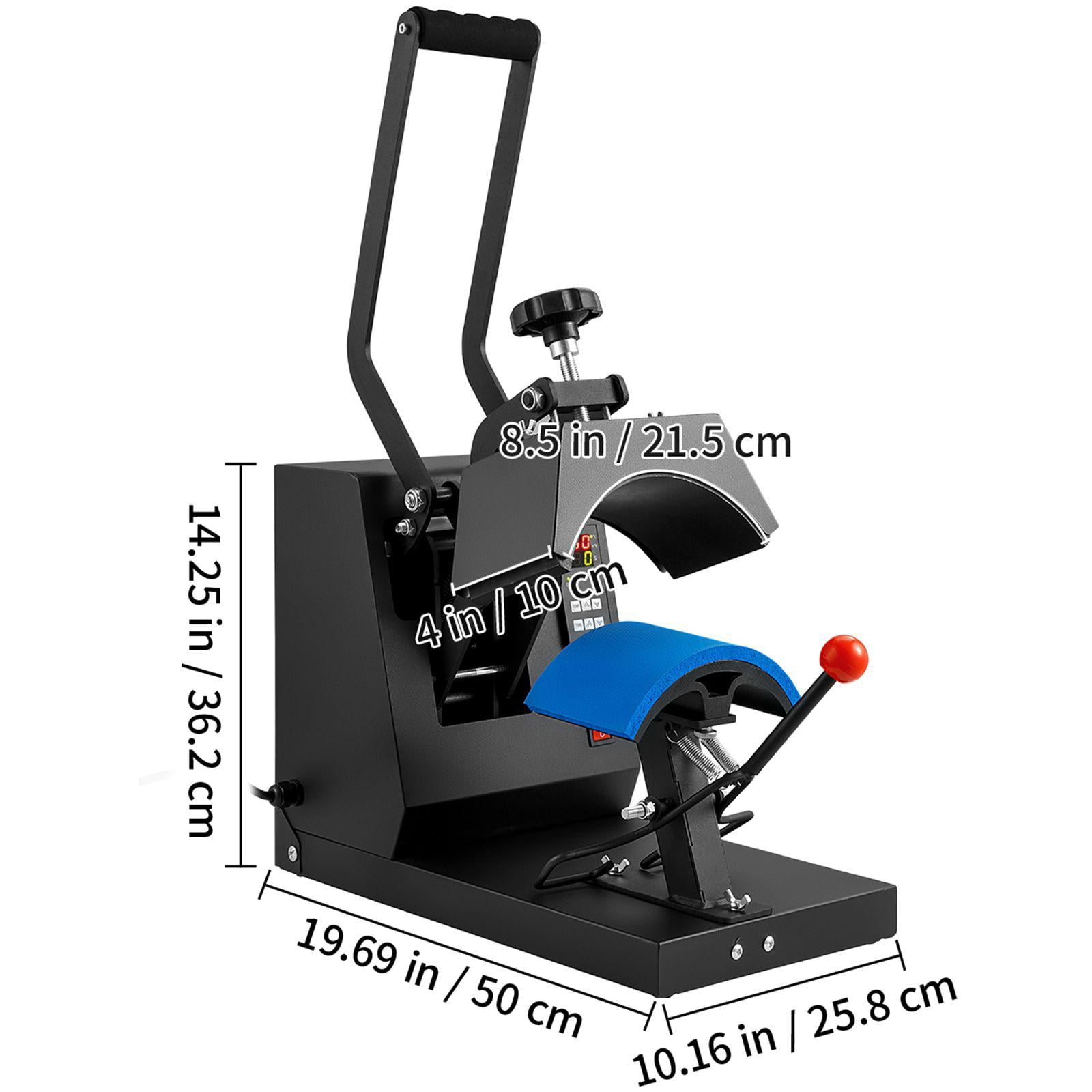 4 in 1 Hat Heat Press with 6x3 Inch Flip Top Sublimation Transfer LCD Digital Timer Temperature Control and 4 Arc Heating Elements 6x3 6.7x2.7 6.7x2.7 8.1x3.5