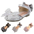 thumbnail image 4 of Otqutp Princess Flower Girls Shoes Fashion Summer Girls Dance Shoes Princess Dress Performance Shoes Silk Bow Rhinestone Mesh Bow Light and Comfortable Shoes, 4 of 9