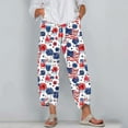 thumbnail image 3 of Roncen Women's Independence Day Print Wide Leg Cropped Pants - Summer Comfortable Loose Fit Capri Trousers with Fashionable Design, 3 of 5