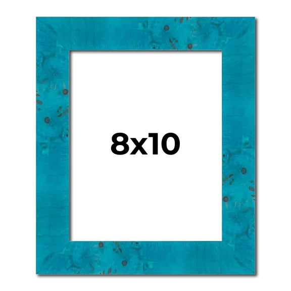 8x10 Frame Blue Teal Burl Wood Picture Frame | 1.75 Inch Moulding Width | Interior Frame Depth 0.5