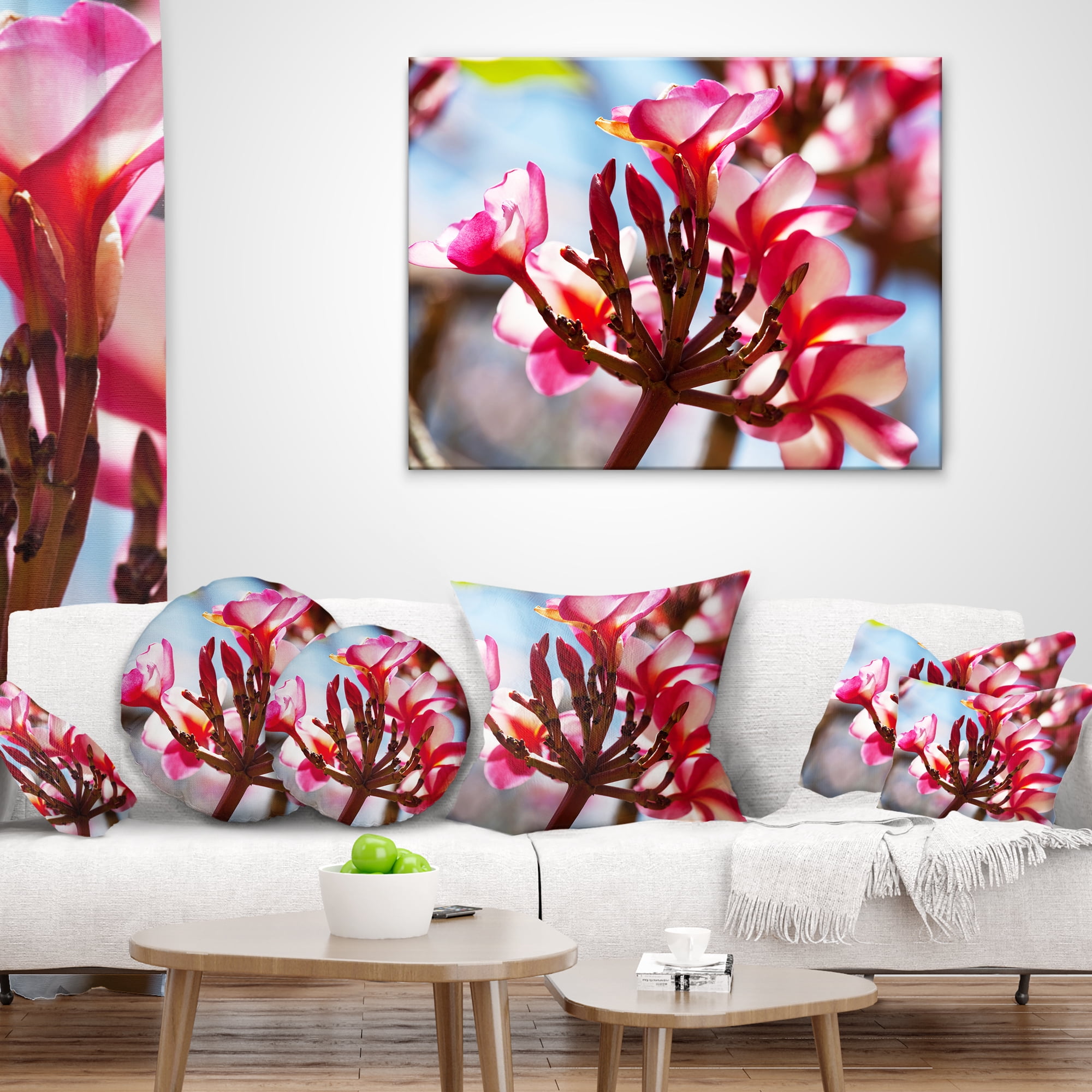 Designart Bunch of Beautiful Tropical Flowers - Floral Throw Pillow - 12x20