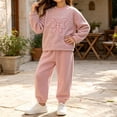thumbnail image 6 of Amidoa Girls 2 Piece Outfits Fall Winter Clothes Long Sleeve Sweatshirt and Jogger Pants Kids Clothing Sets Pink Size 11-12 Years, 6 of 7