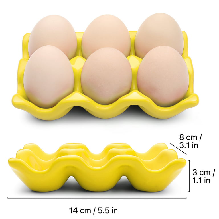 Ceramic Egg Tray 6 Cups, Anti-slip Egg Holder Container, Egg Storage  Container For Refrigerator Kitchen Countertop Display Hom -ys