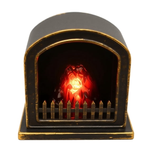 Tabletop Fireplace Small Electric Fireplace Black Distressed Vintage Style Ambient Lighting Lamp for Cozy Living Room Decor Battery Operated Accent Light 1 Pack