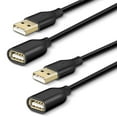 thumbnail image 1 of Fasgear USB 2.0 Extension Cable 10ft/3m 2 Pack - A Male to A Female Charging and Syncing USB Extender Cord (Black), 1 of 6