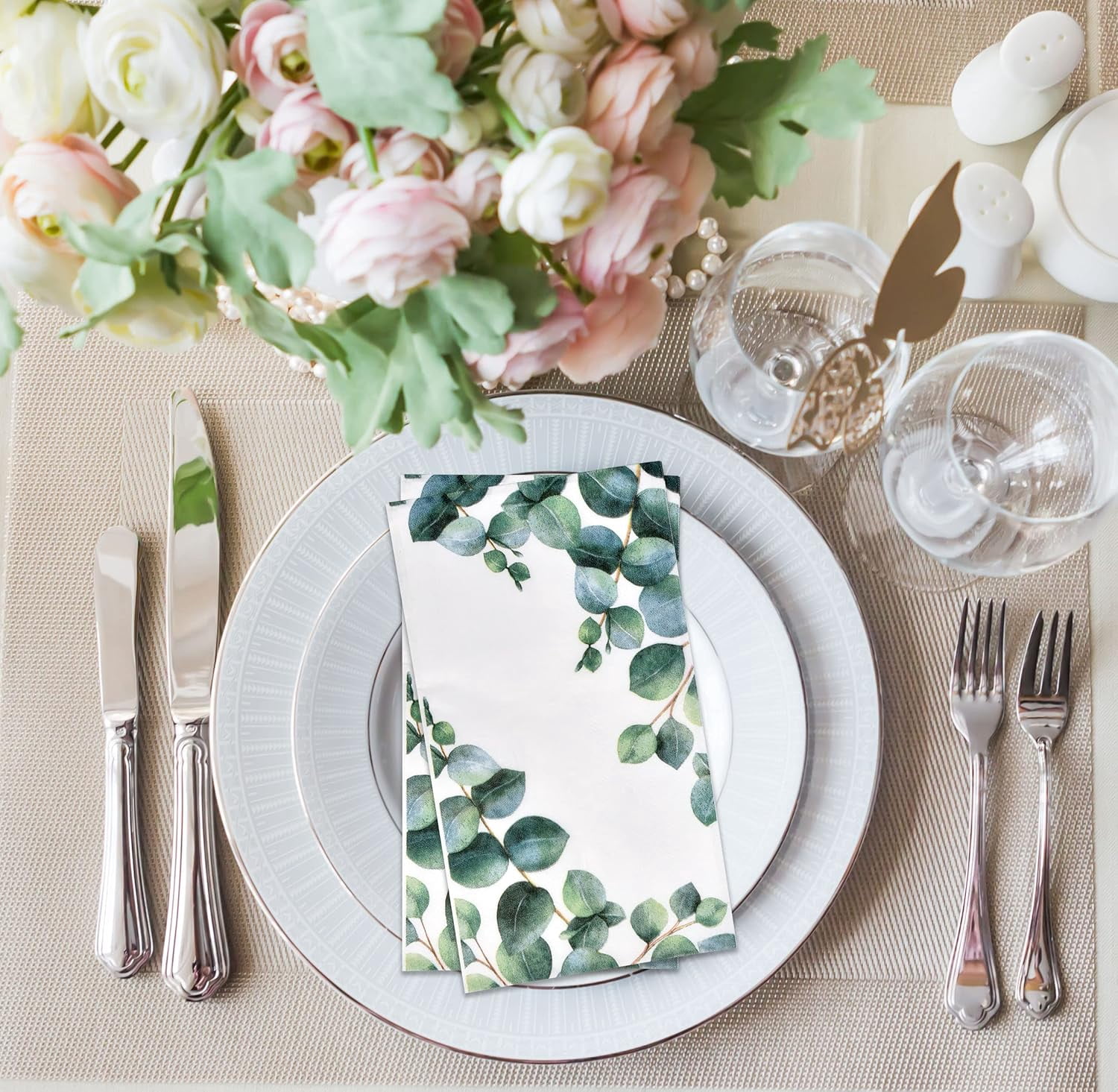 Gift Boutique Eucalyptus Greenery Disposable Paper Napkins