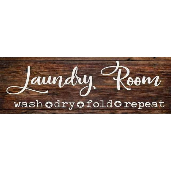 Laundry Room Wash Dry Fold Repeat Rustic Looking Wood Sign Wall D?cor Gift 6 x 18 Wood Sign B3-06180028018