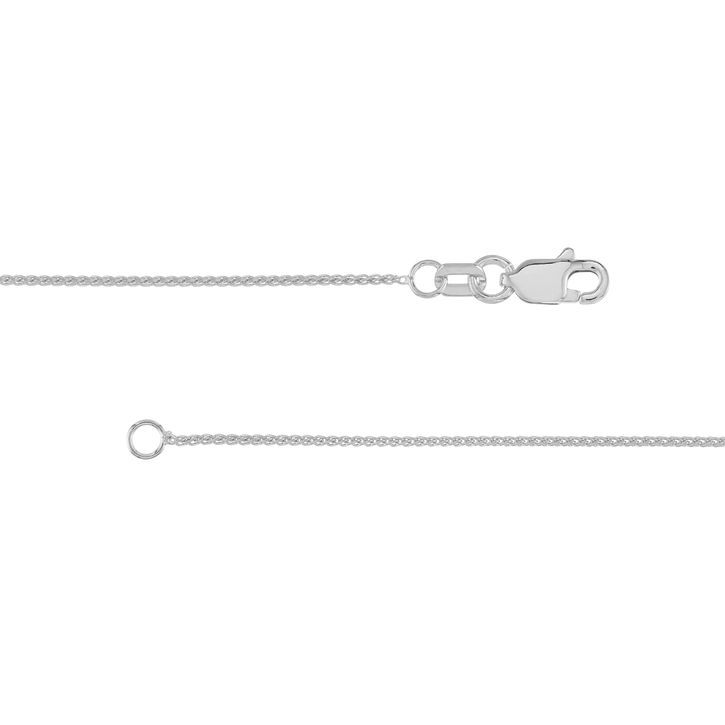 14K White Gold Women's 20" 0.85mm Round Wheat Chain Necklace